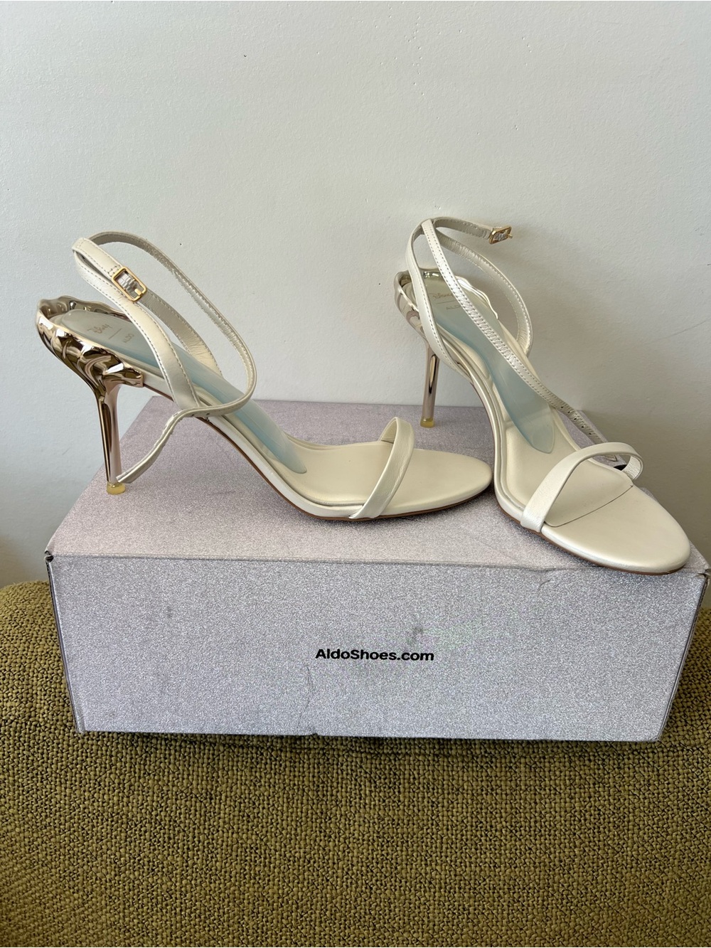 Disney Ivory Slingback Heels with Sculpted Gold Stiletto